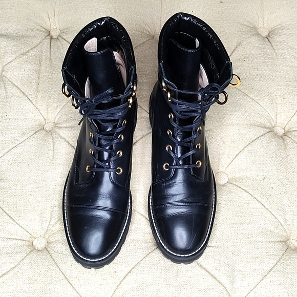 Stuart weitzman black combat boots women's size 5.5M - Picture 1 of 10
